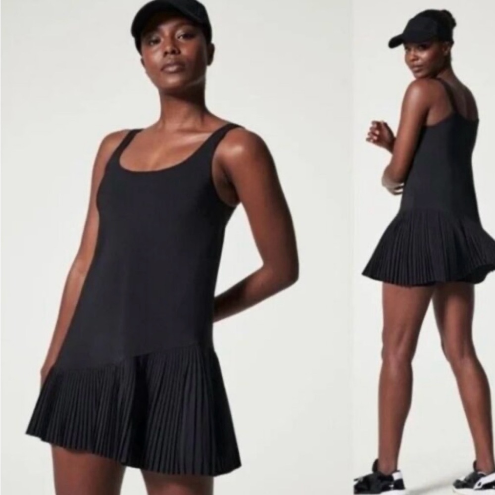 SPANX Black Pleated Hem Tank Dress